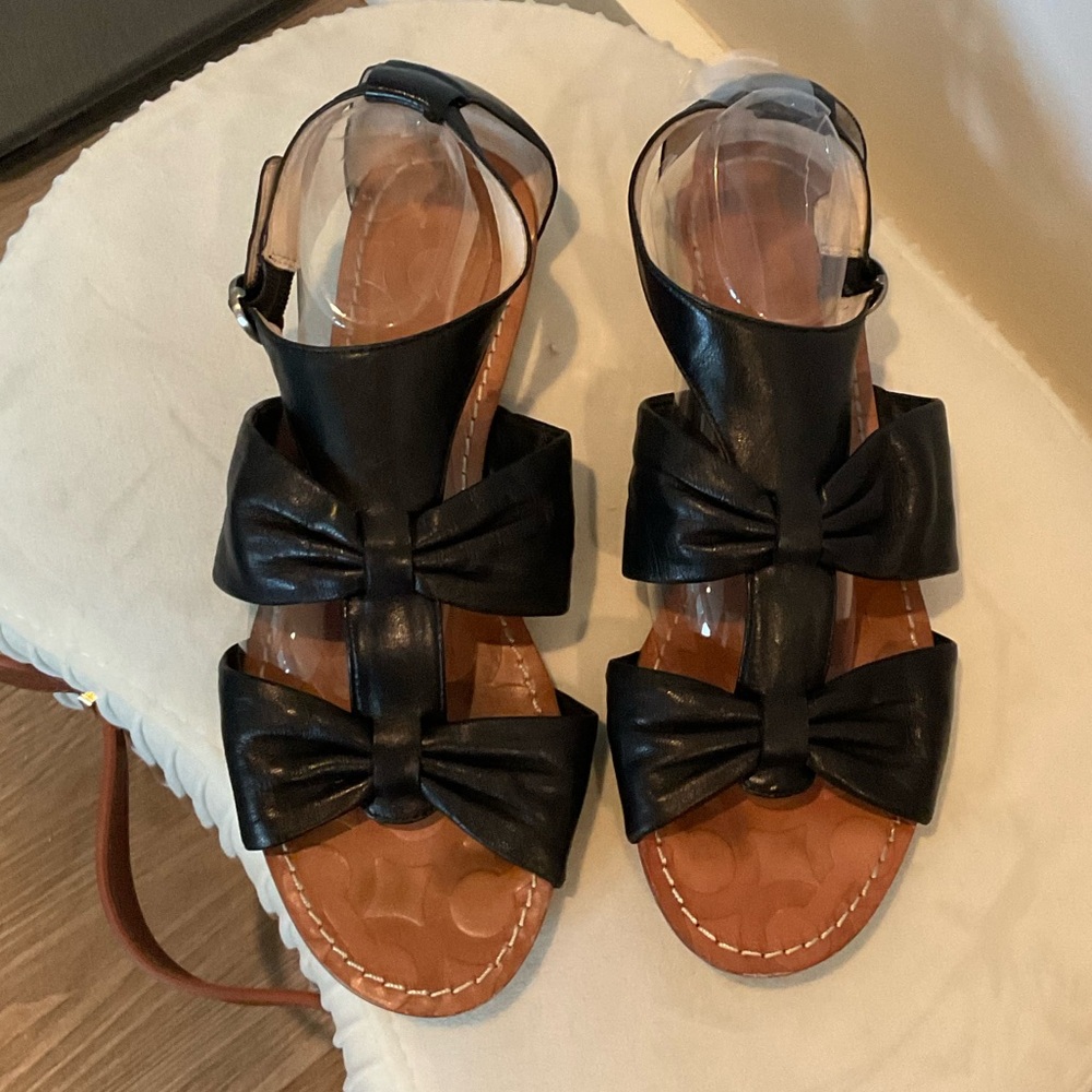 Coach Bow Strap Flats Sandals
